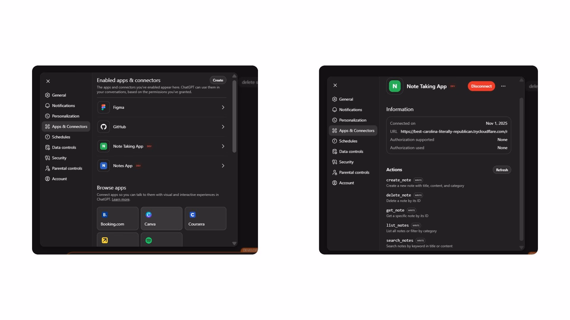 apps and connector tab