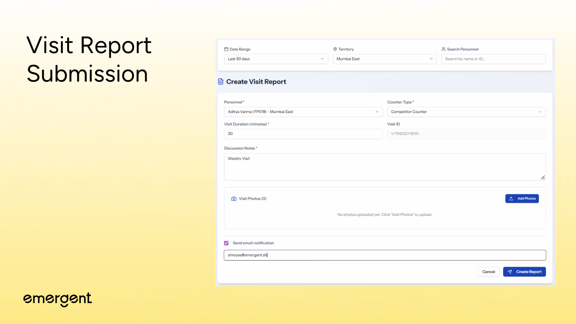 Visit Report Submission