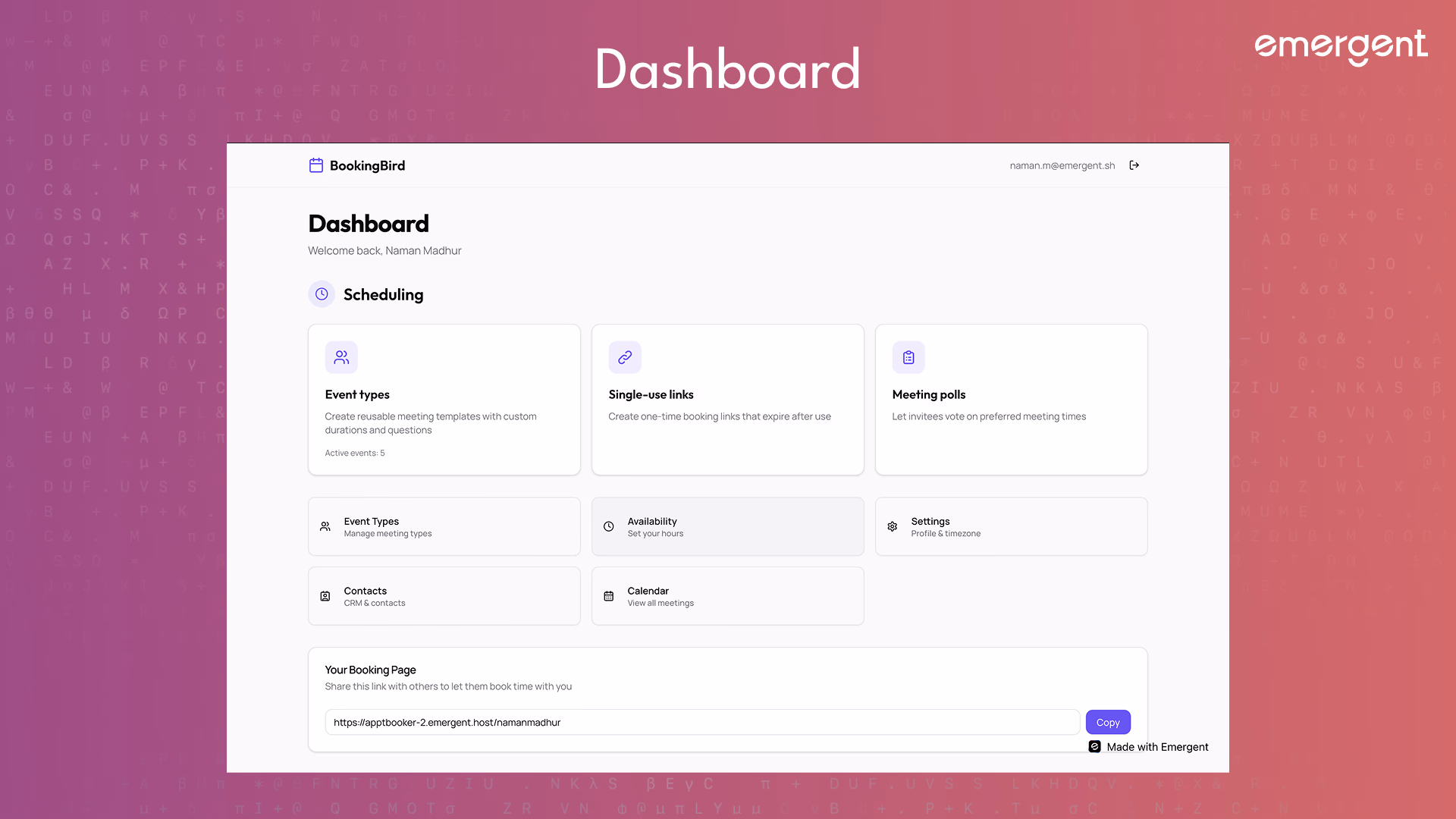 BookingBird Calendly Dashboard