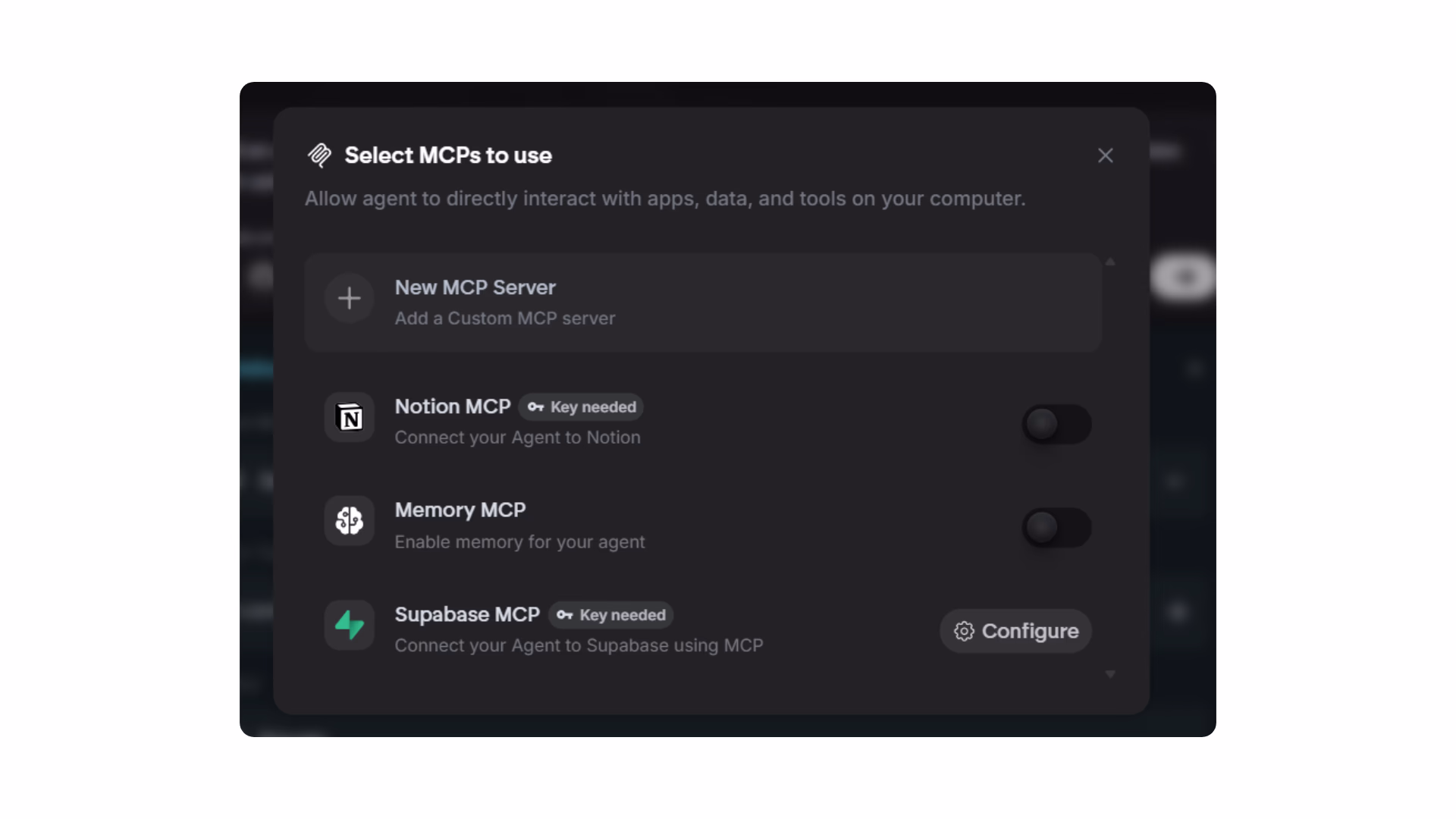 connecting to mcp on emergent