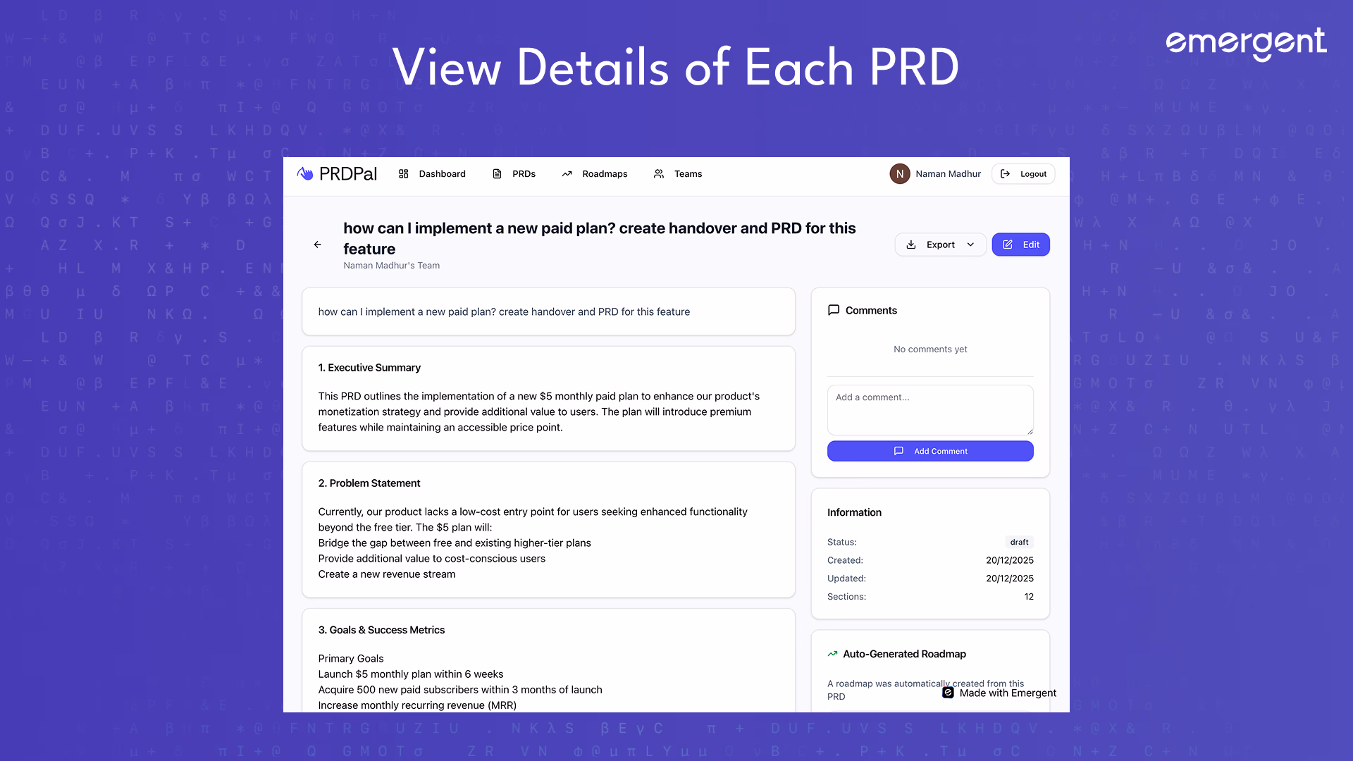 Export PRDs