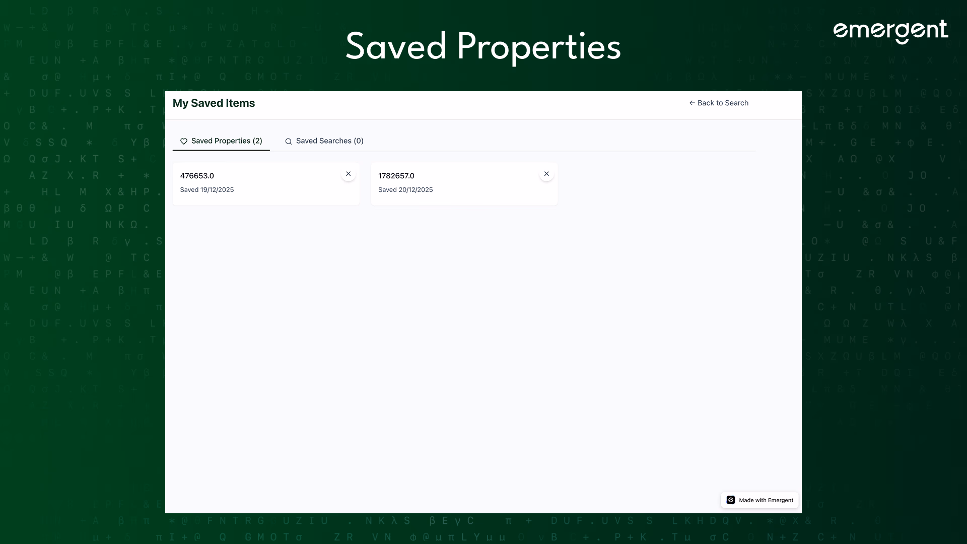Saved Properties and Searches