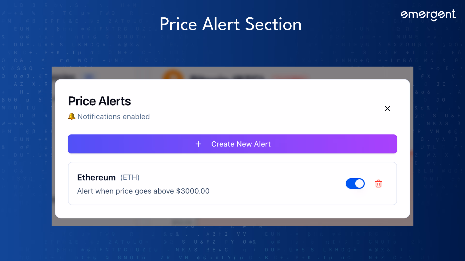 price alert section