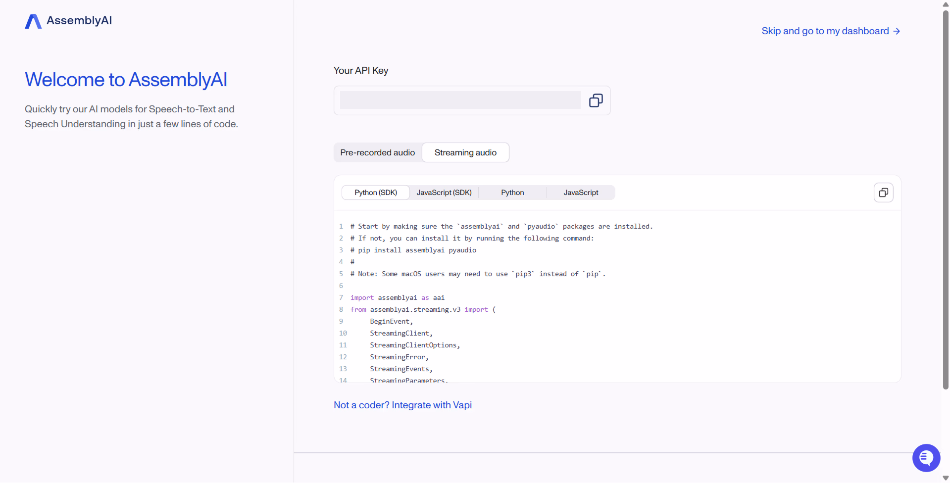 Get the API key