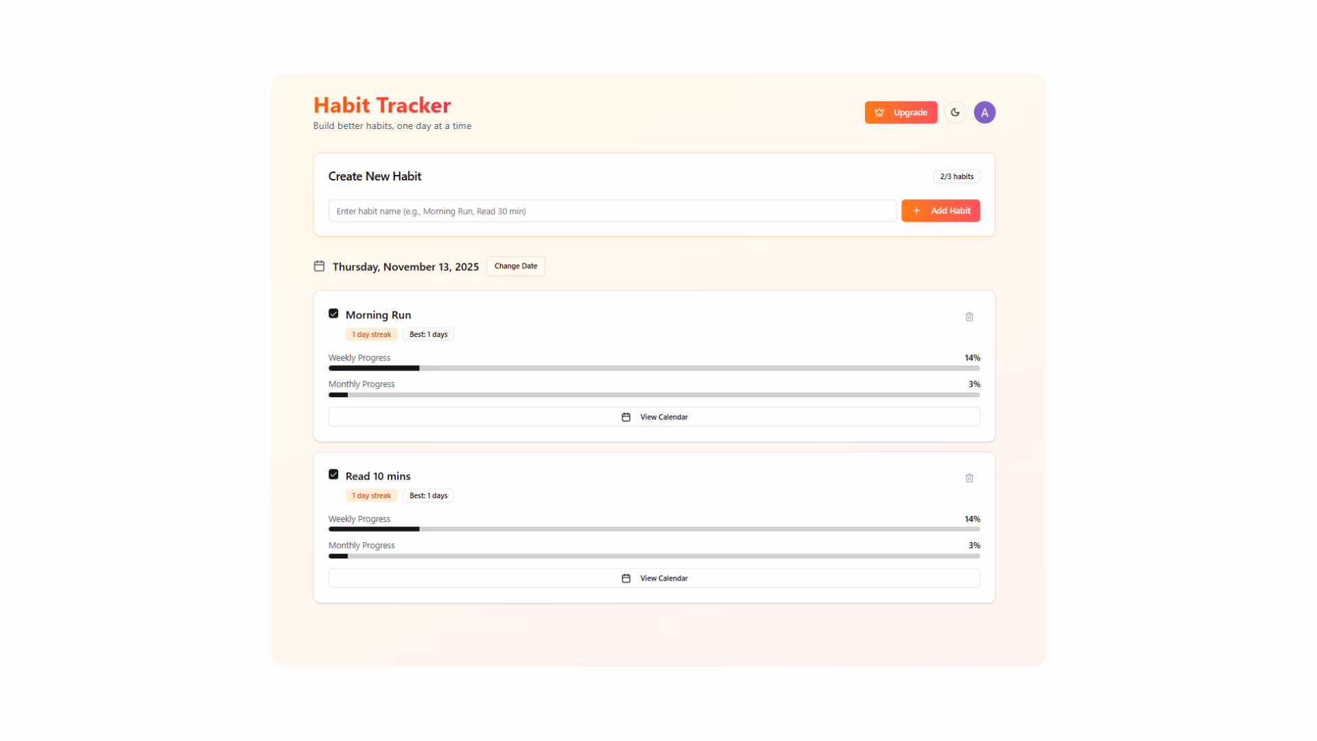 habit tracker real time usage