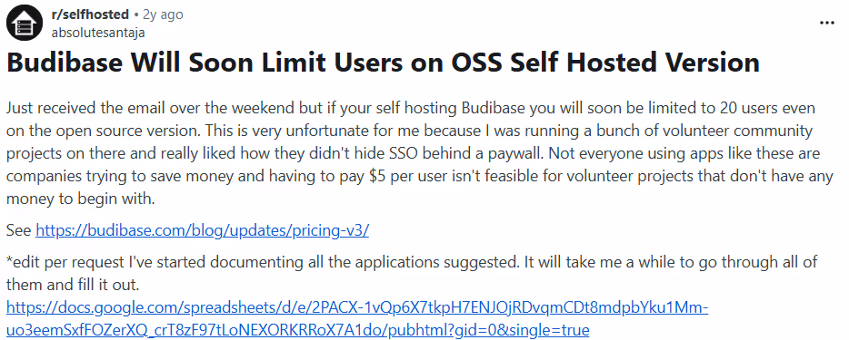 Self-Hosted Version User Limits and Licensing Changes