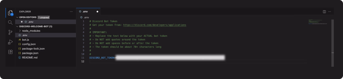 configure the bot token