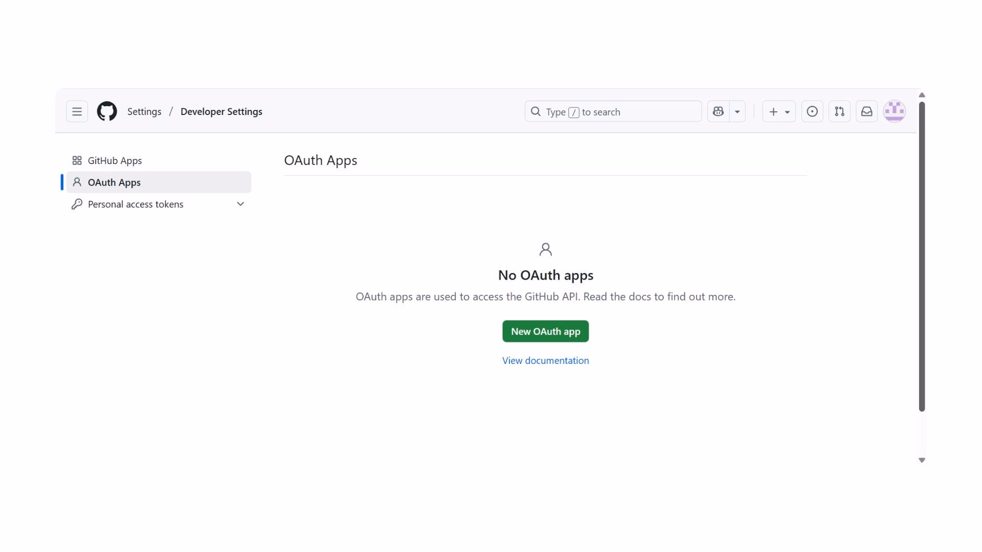 New OAuth App