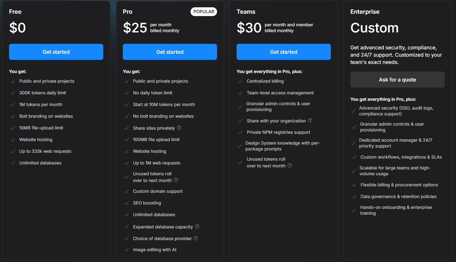 Bolt.new Pricing and plans