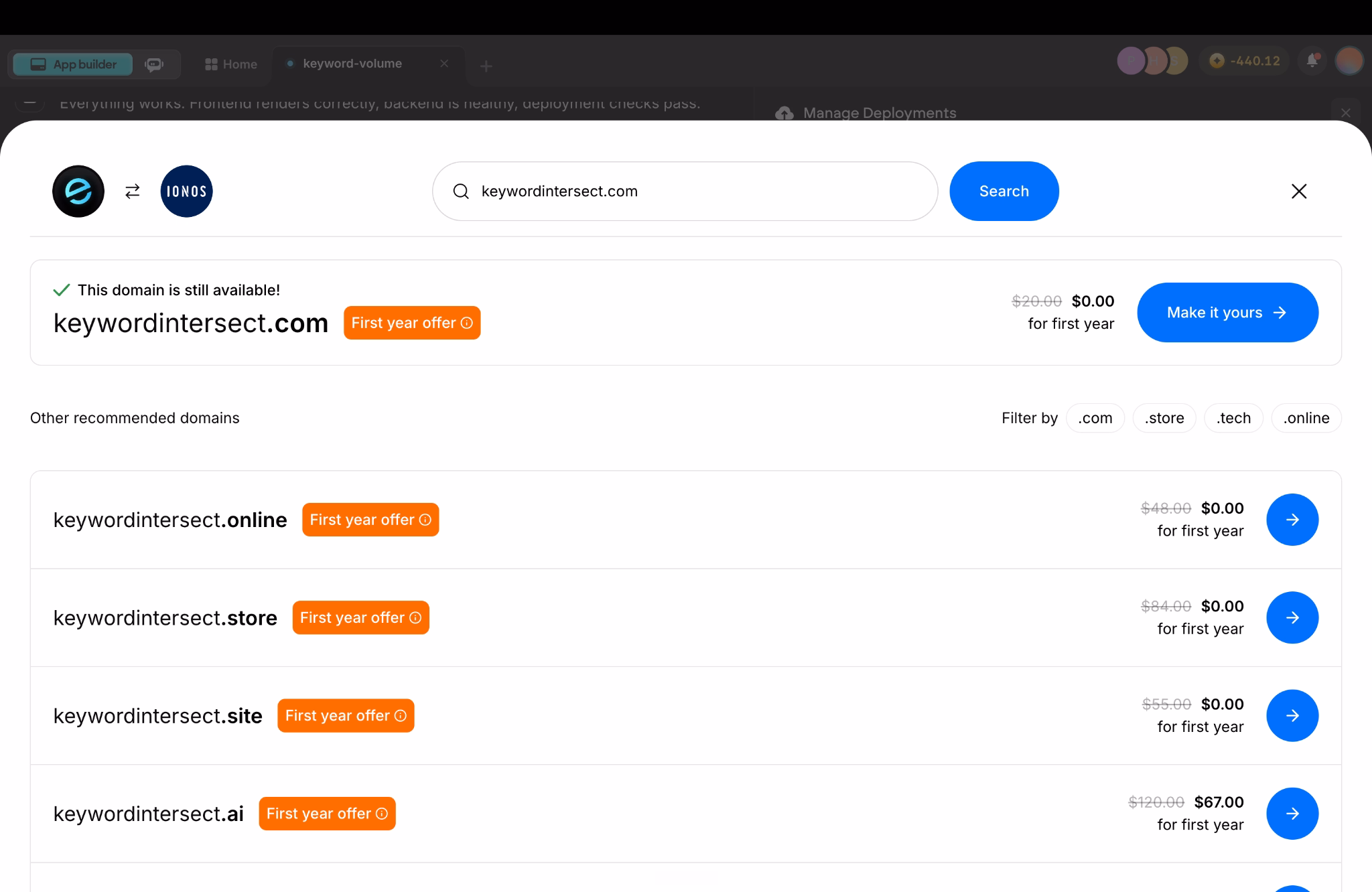 search for available domains