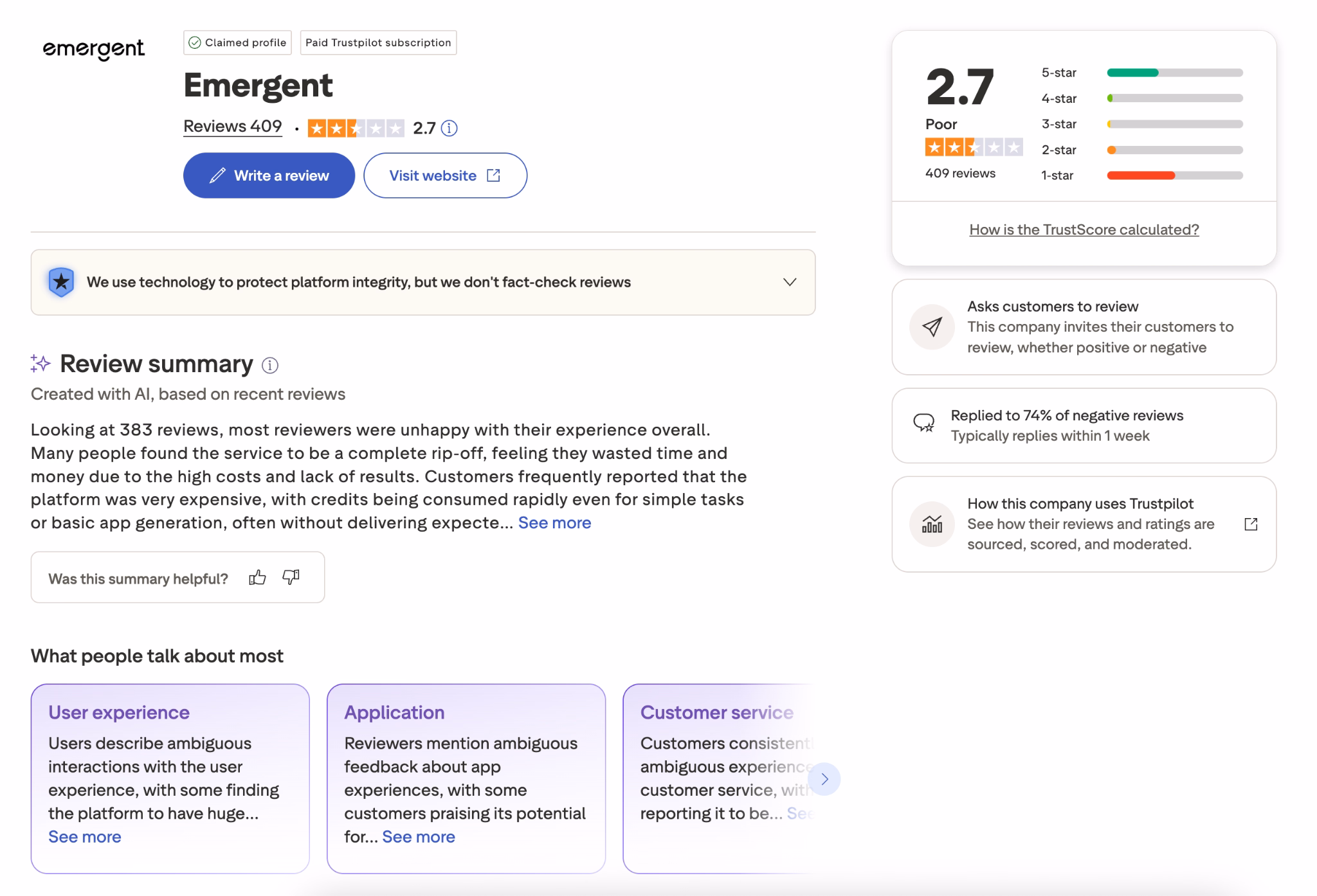 emergent user reviews