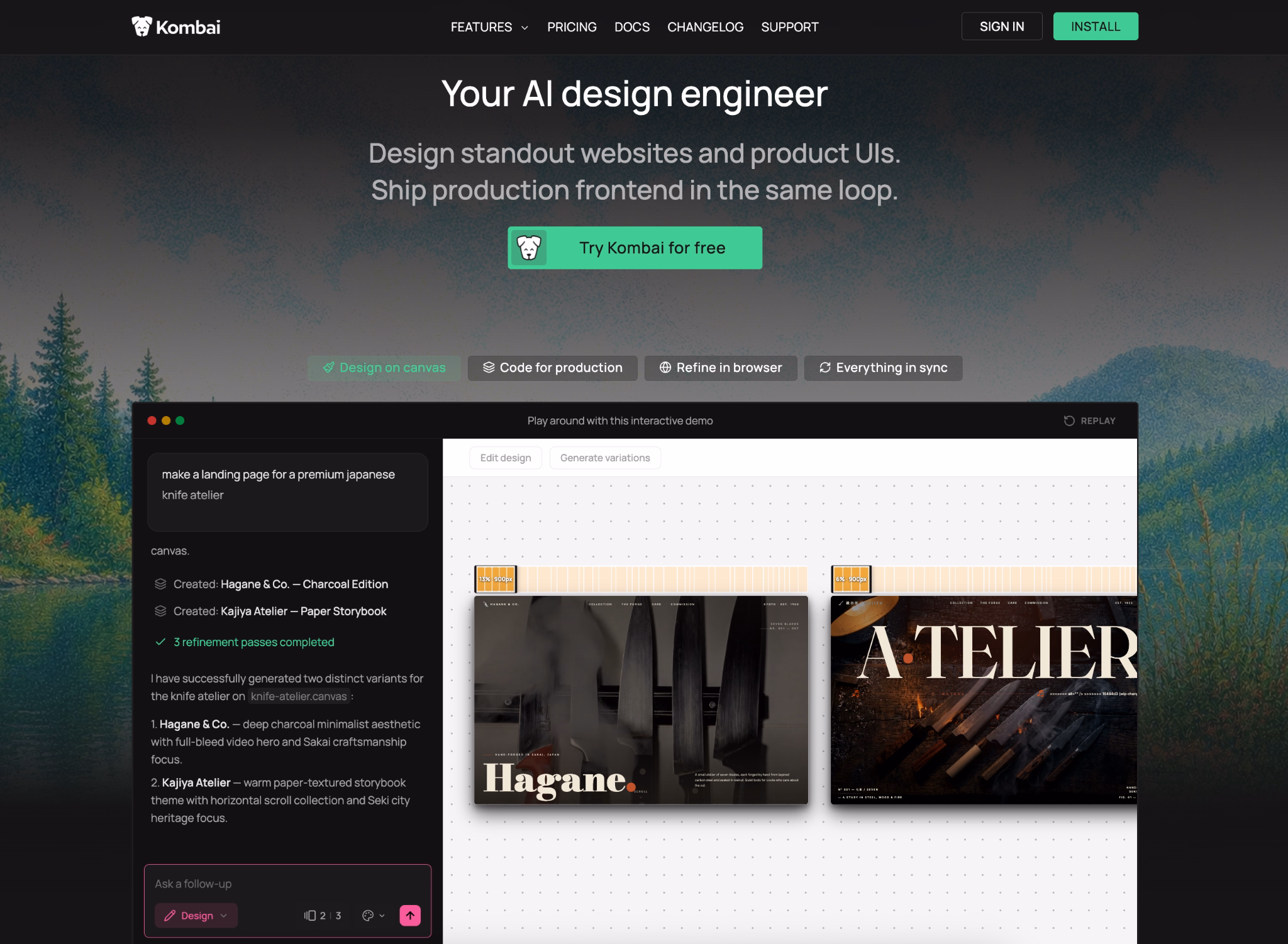 ai app building tool kombai