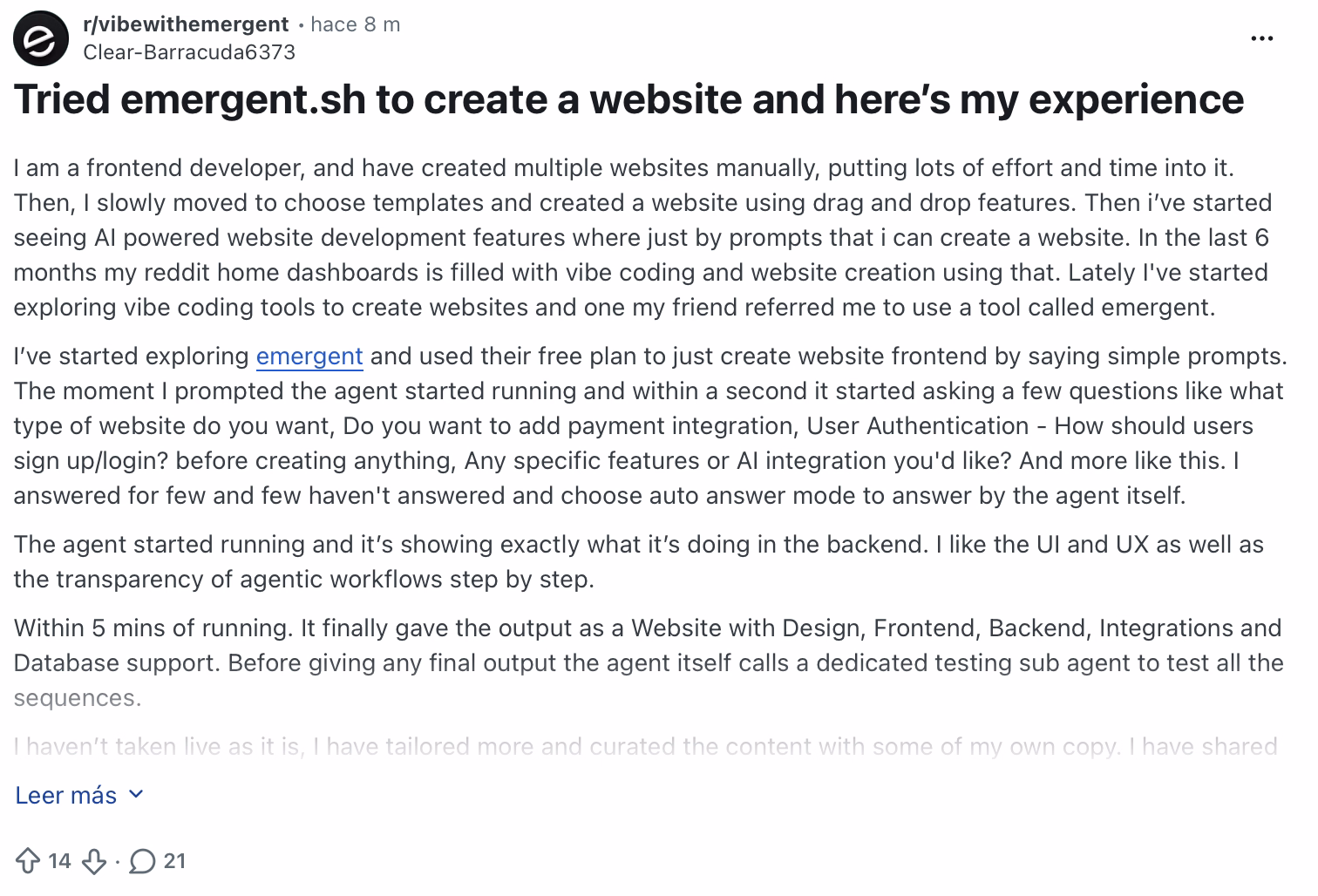 emergent reddit review