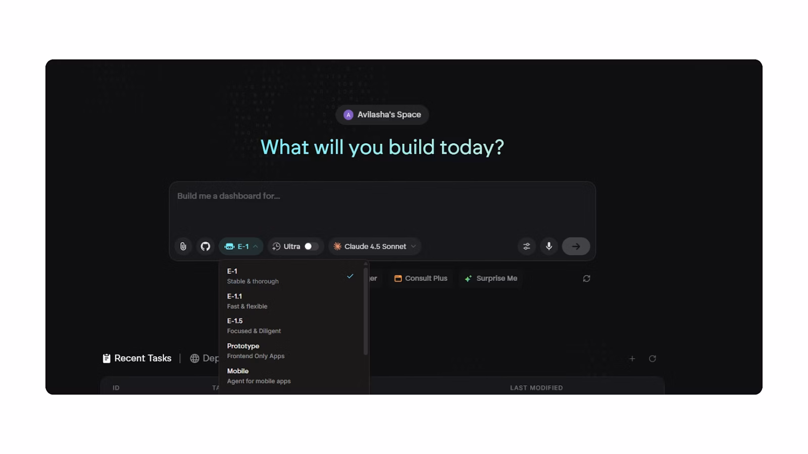 emergent dashboard interface