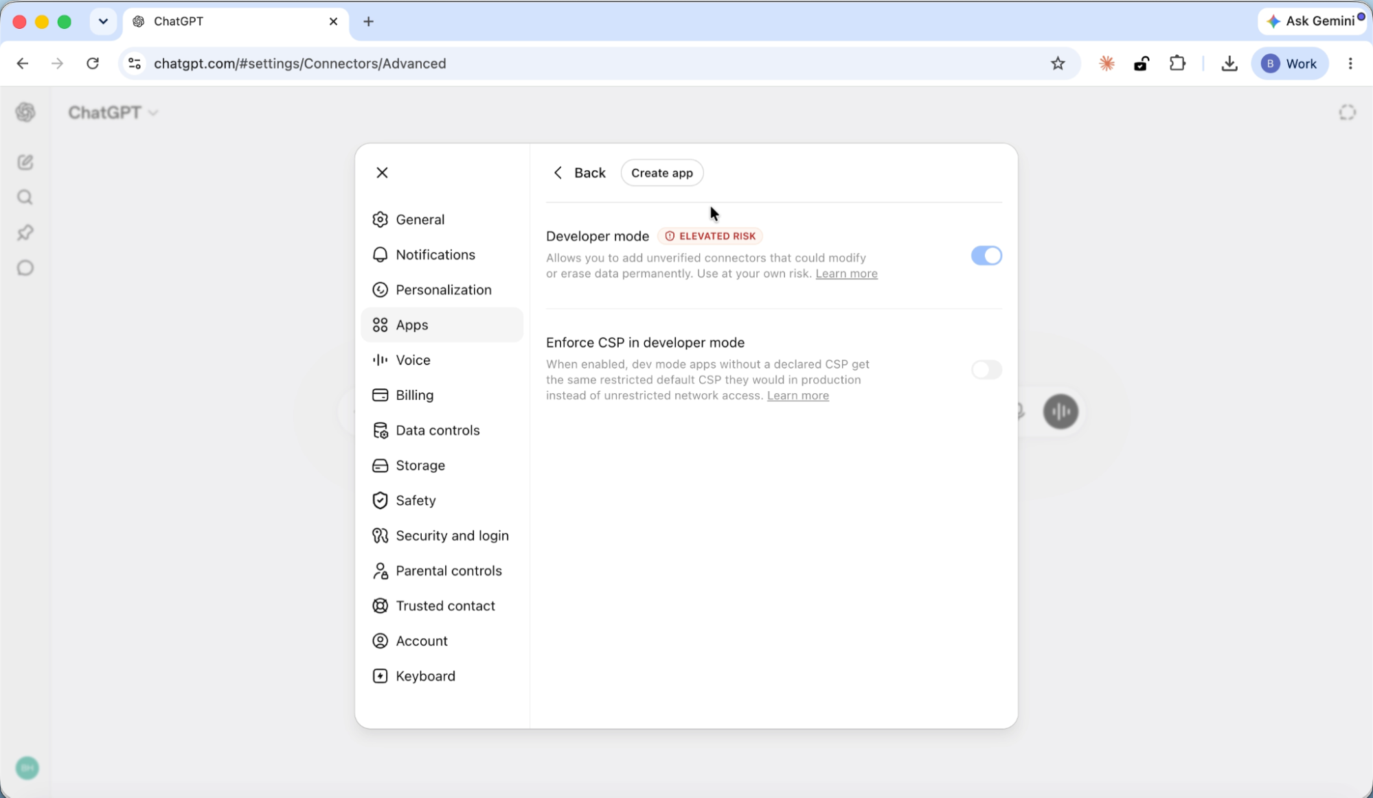 Enable Developer mode in ChatGPT