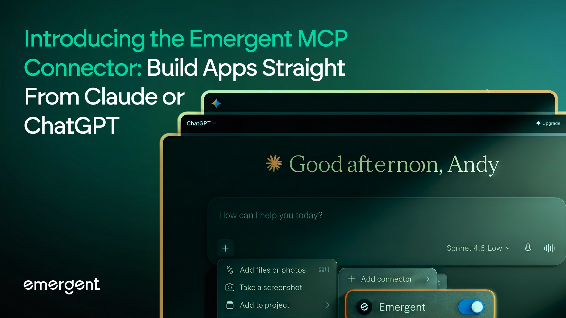 Introducing the Emergent MCP Connector: Build Apps Straight From Claude or ChatGPT
