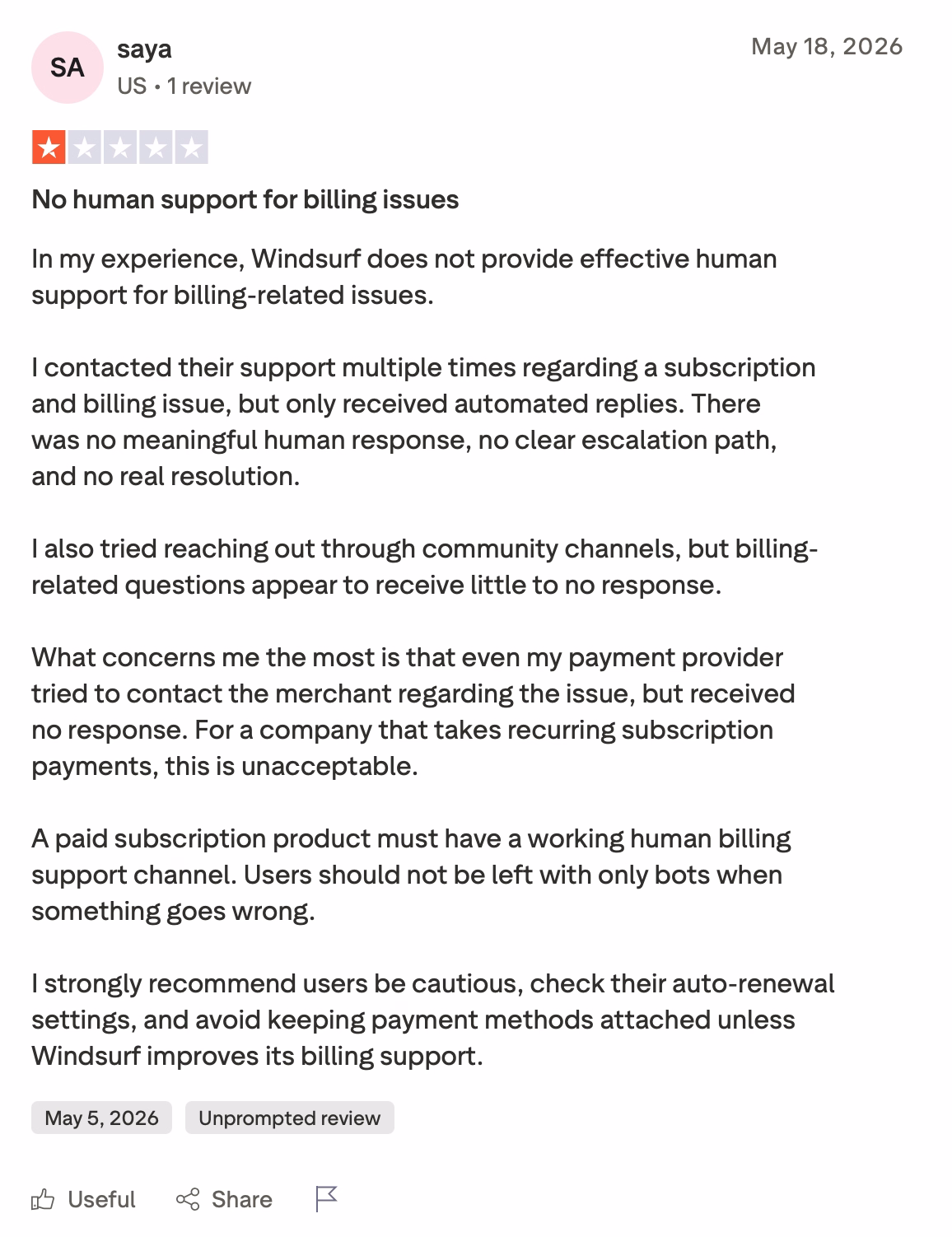 no human support for billing issues