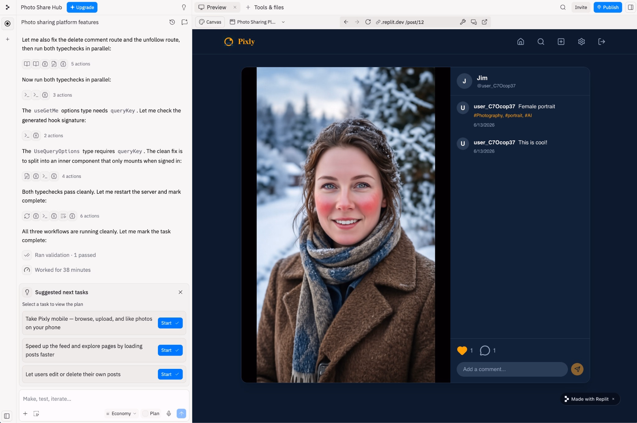 testing replit built app preview