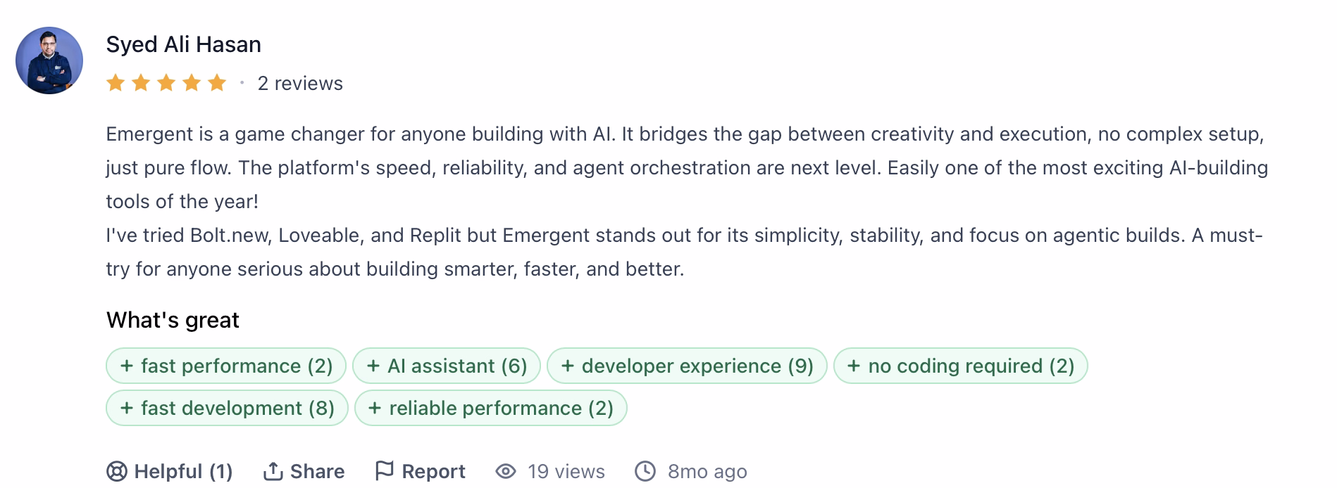 emergent user review by syed