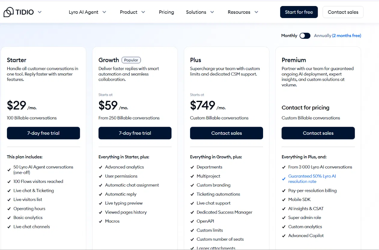 tidio pricing