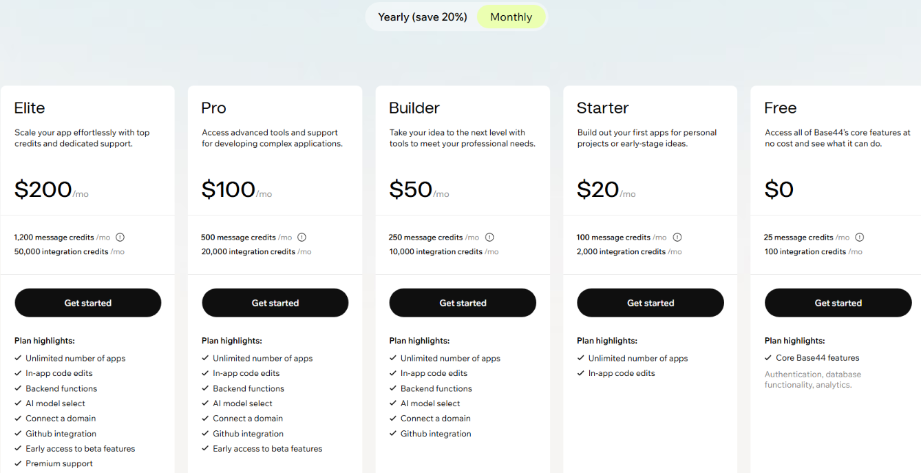 base44 pricing