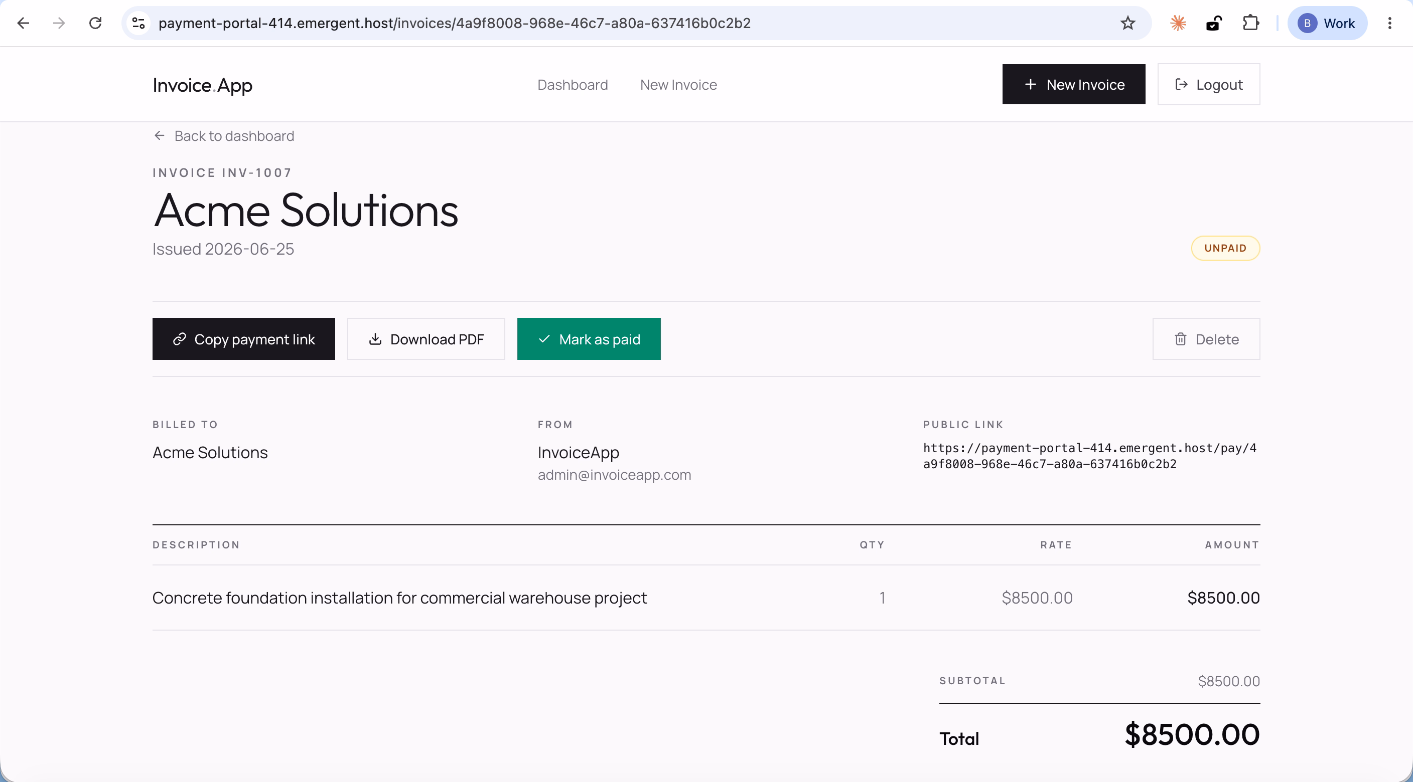 Shareable payment links