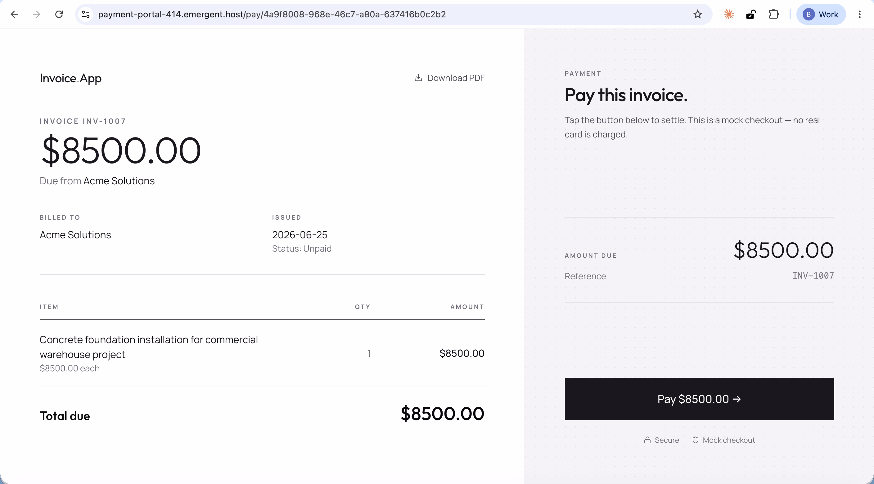 invoice app dashboard
