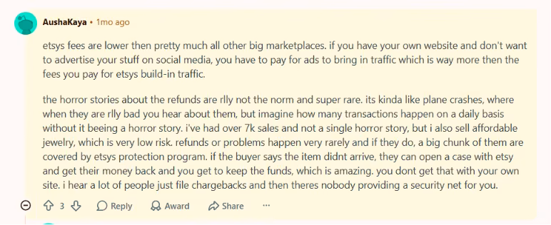 etsy user review on reddit