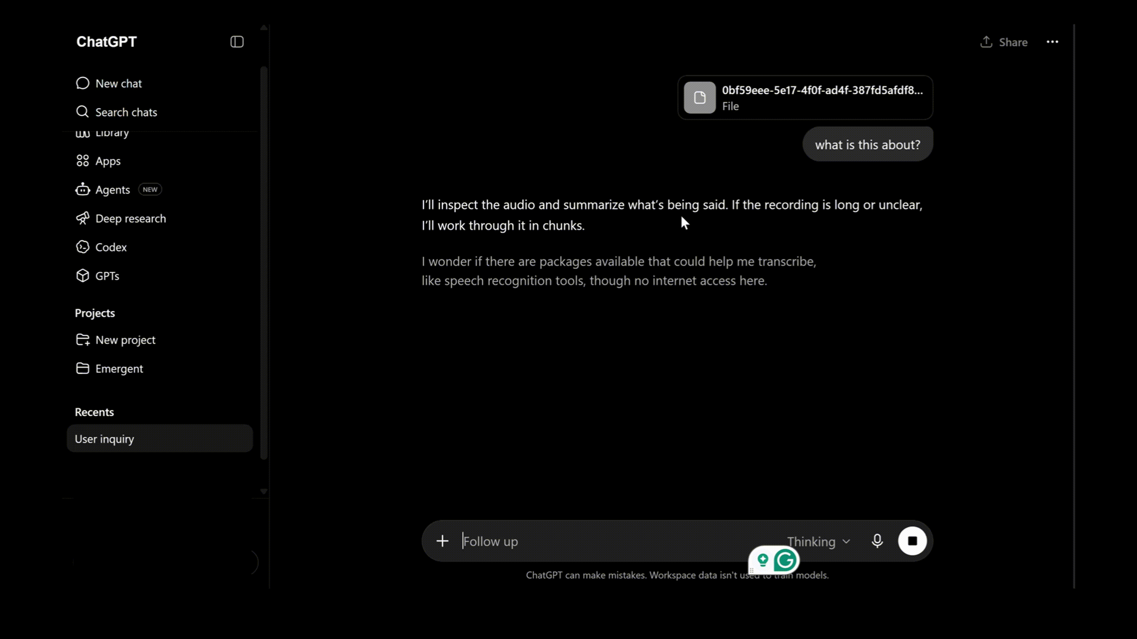 audio test on chatgpt