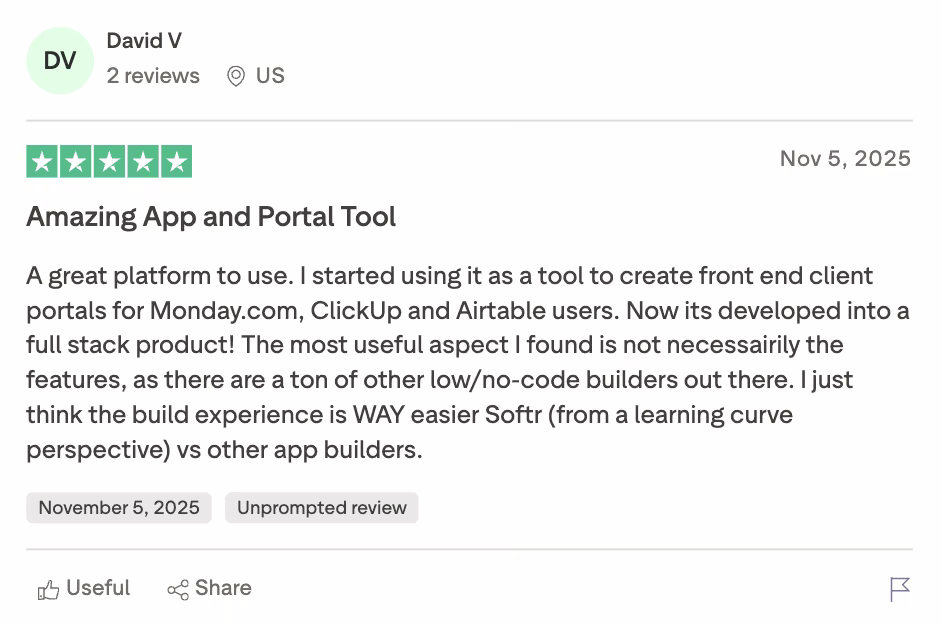softr reviews user review on trustpilot