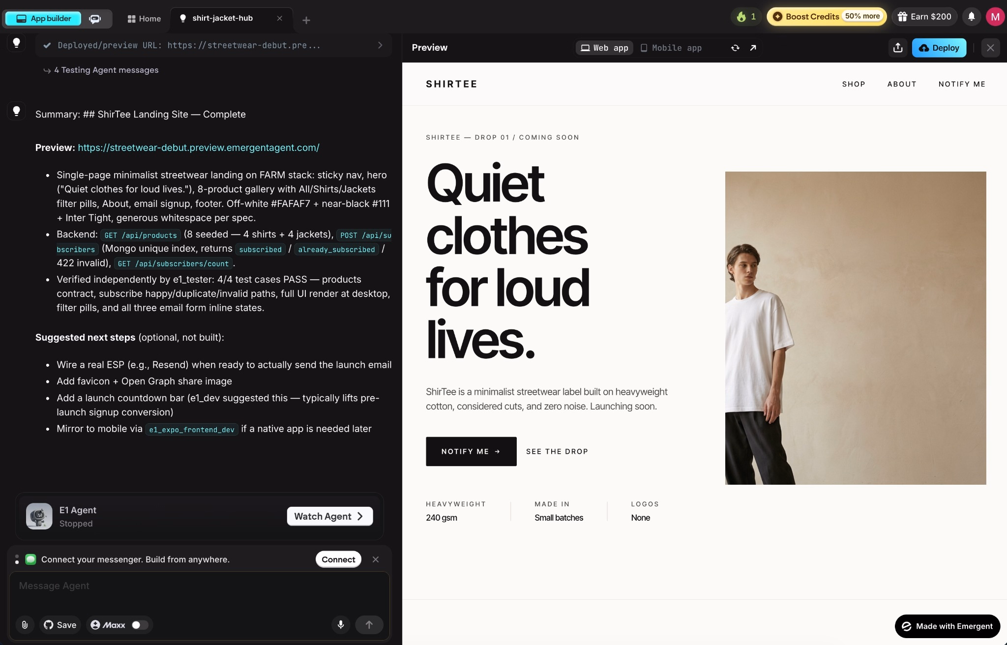 clothing brand landing page preiew