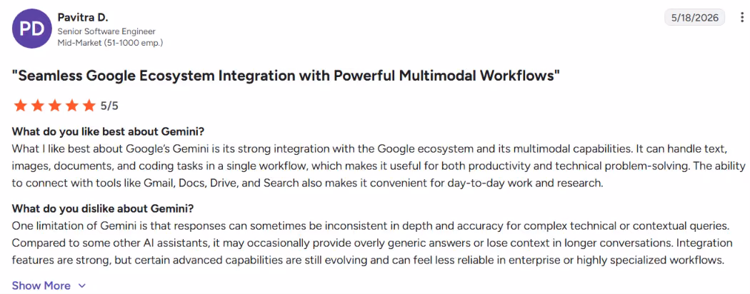 google gemini user review balram