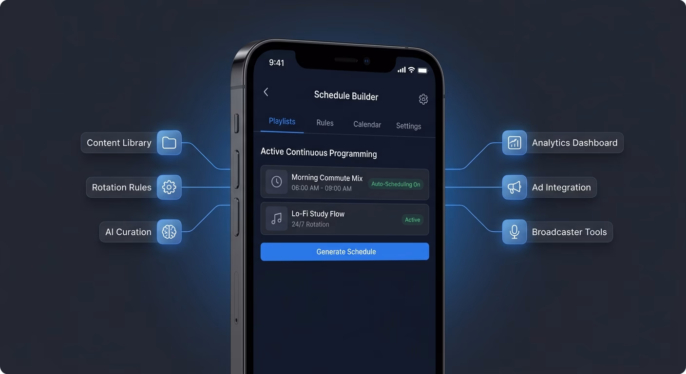 Playlists Scheduling Continuous Programming Automatically