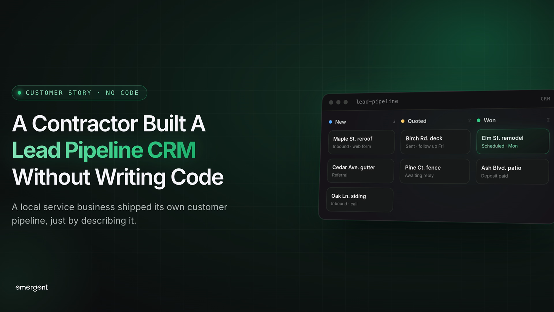 local service contractor built a lead pipeline crm