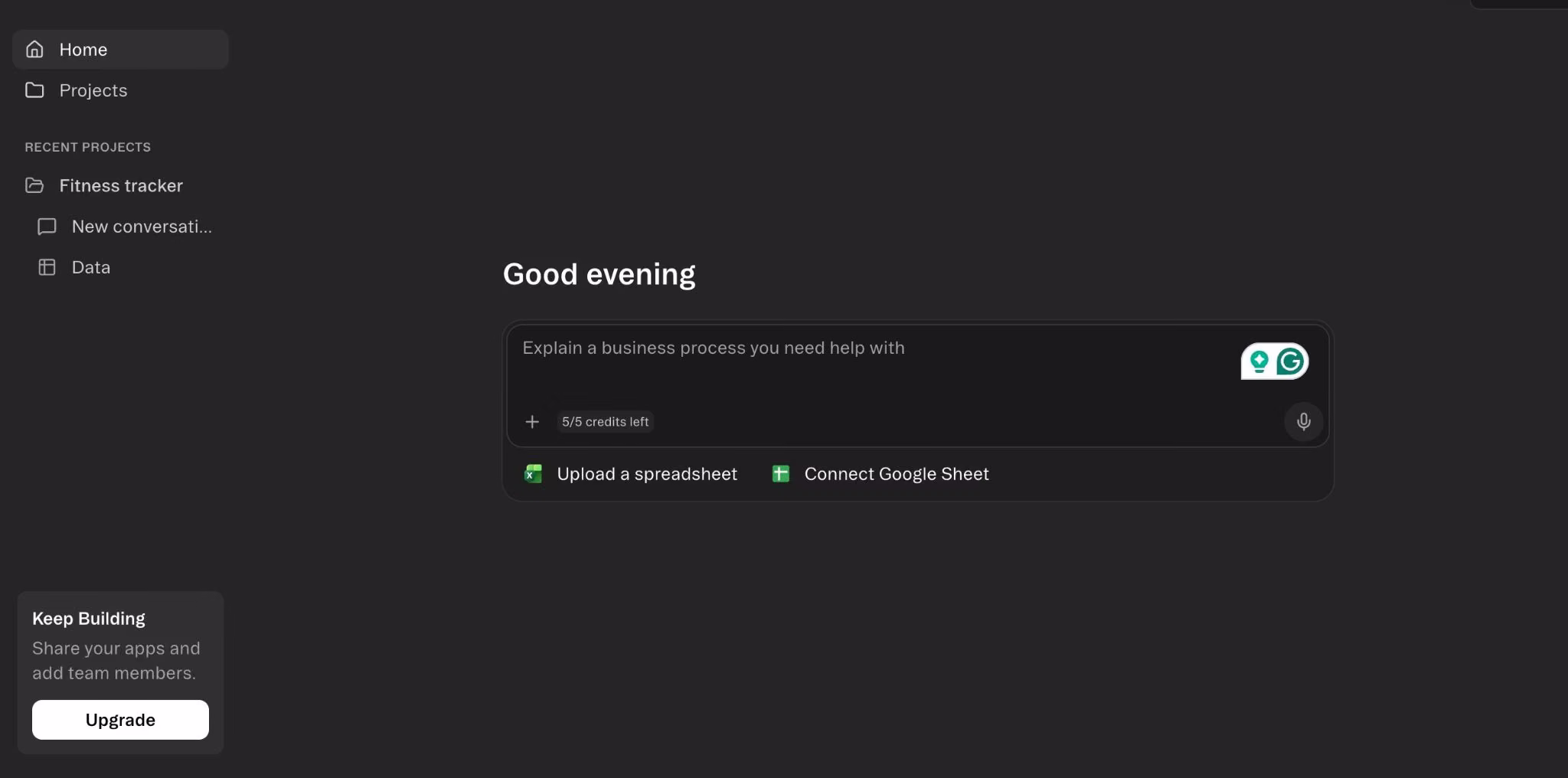 Glide app builder showing a spreadsheet-backed business app.