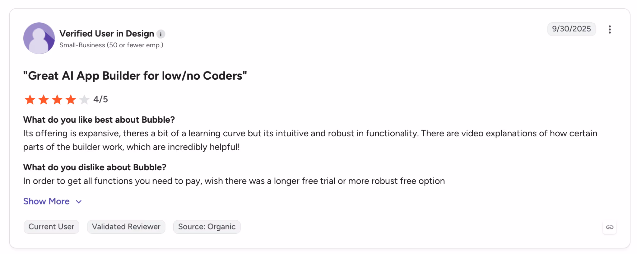 bubble user review 
