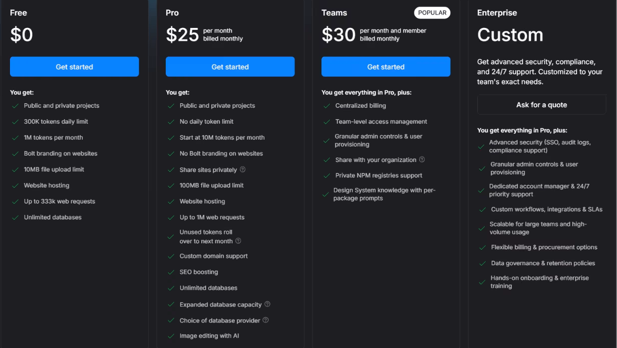 bolt new pricing