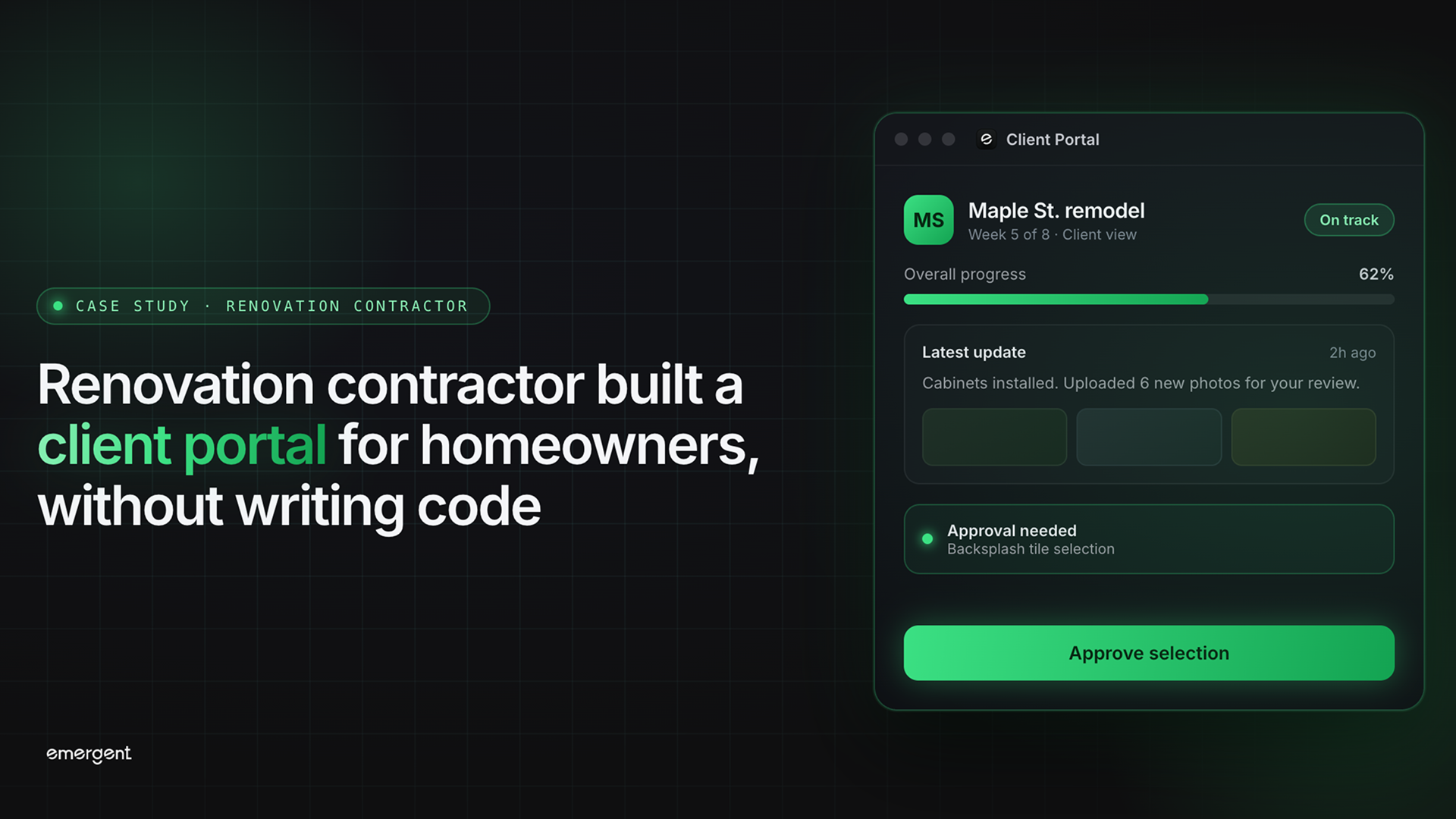 renovation contractor build client portal app