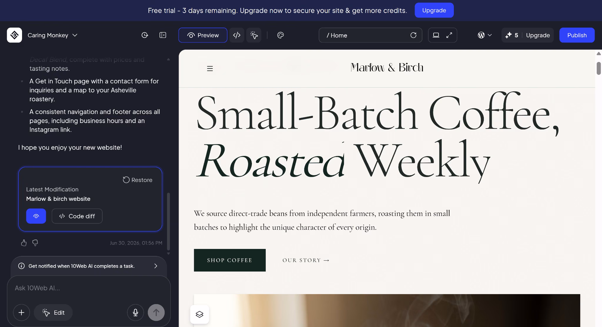10web best for a working wordpress backend
