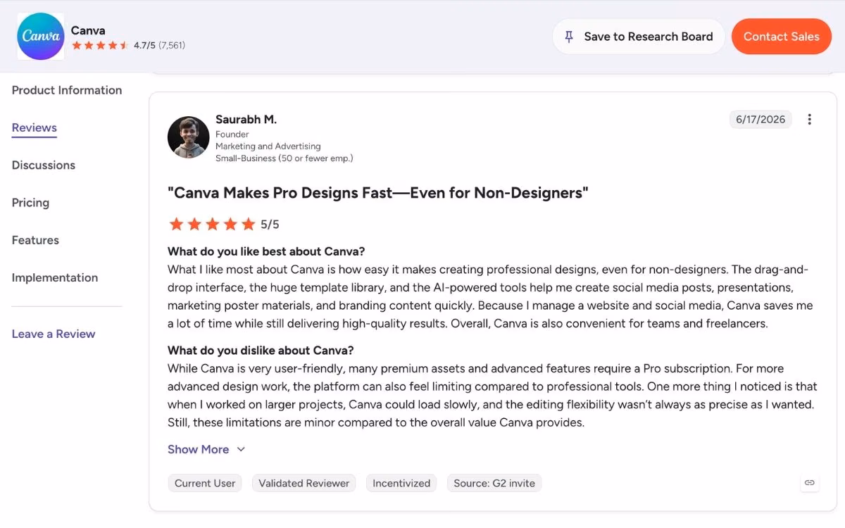 canva ai user review on g2