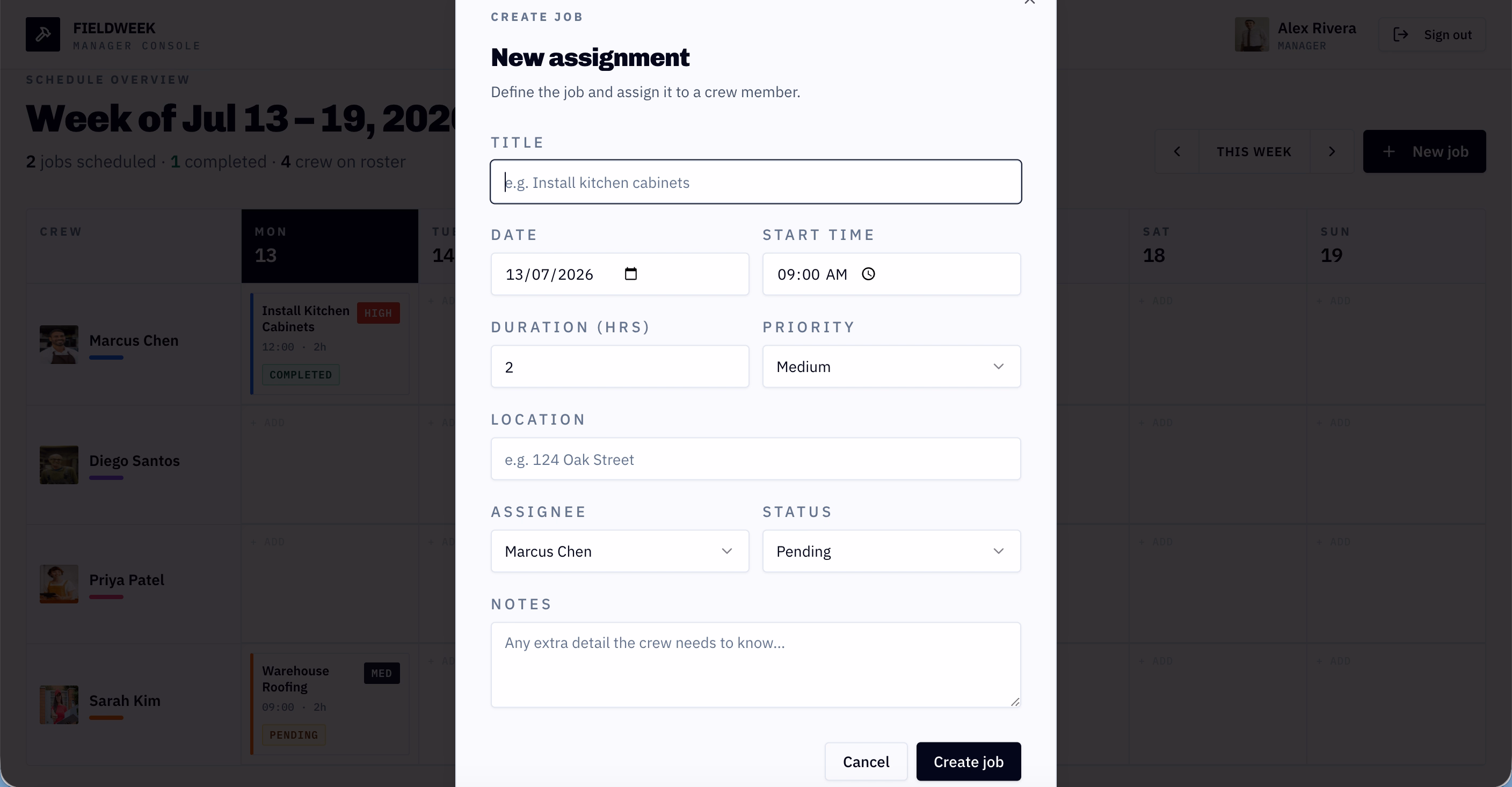 new assignment creation