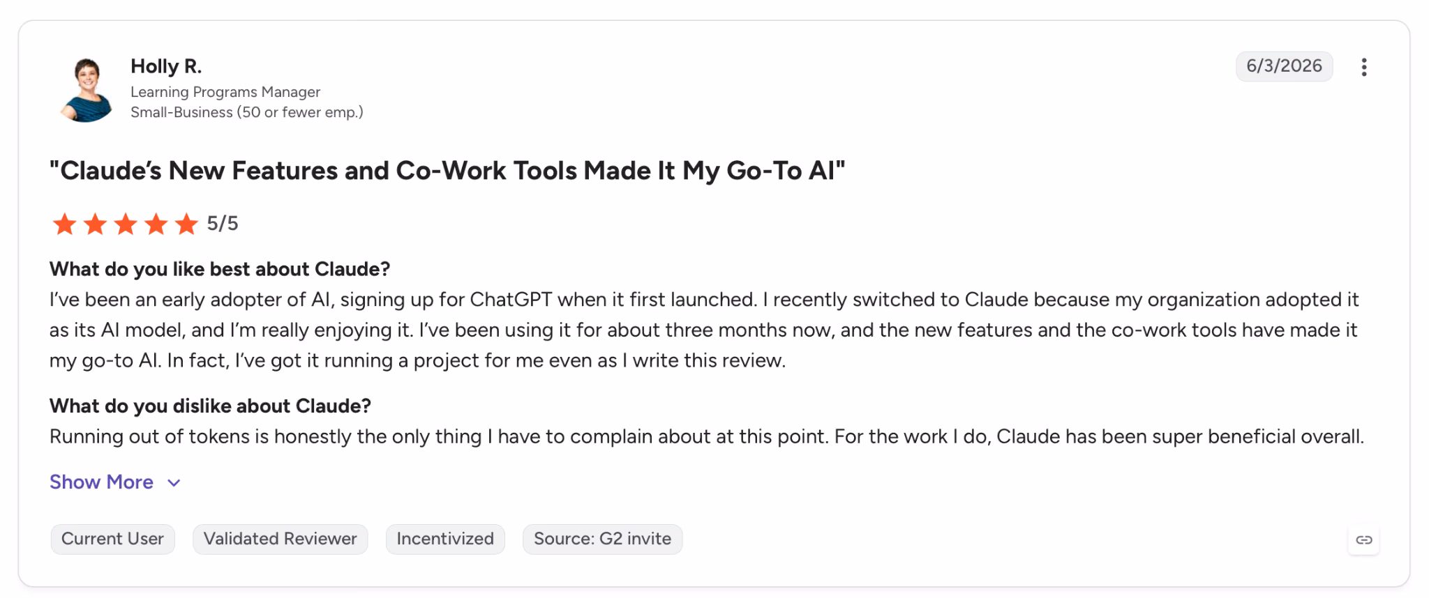 claude user review holly