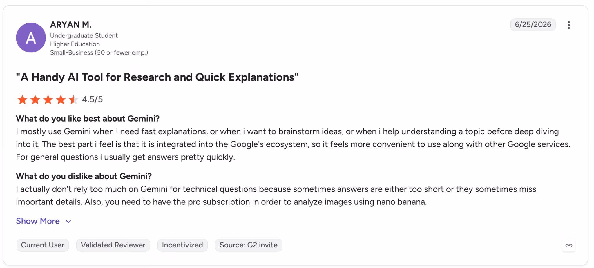 gemini user review