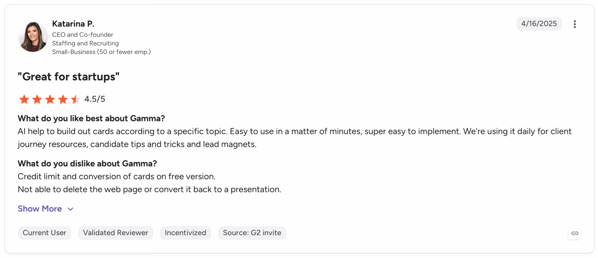 gamma user review