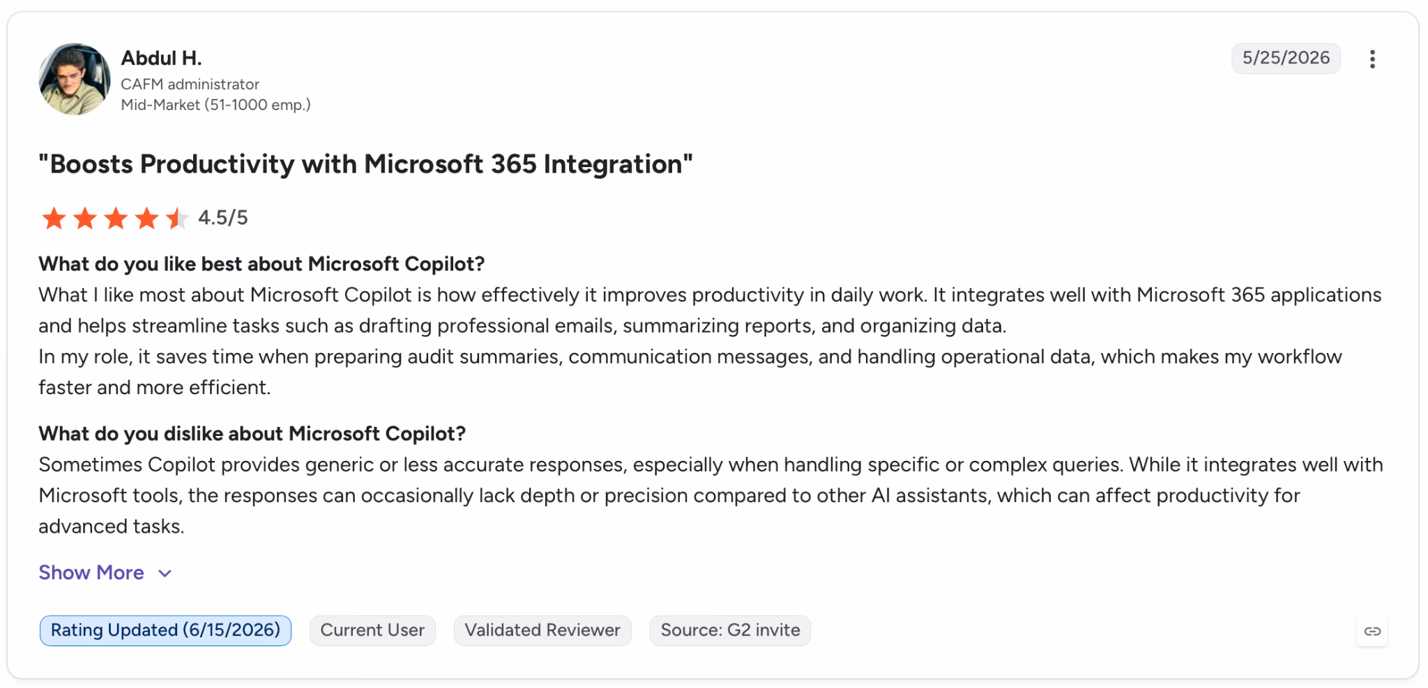 microsoft 365 copilot user review abdul