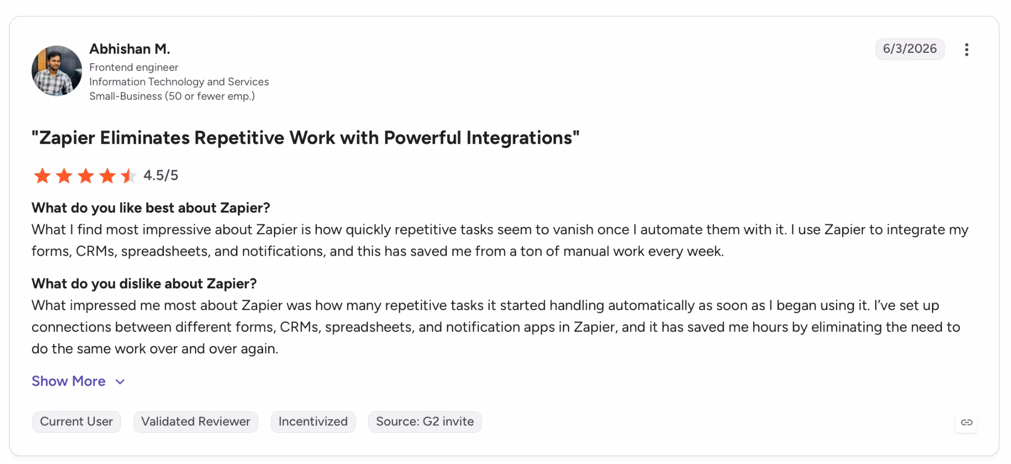 zapier user review