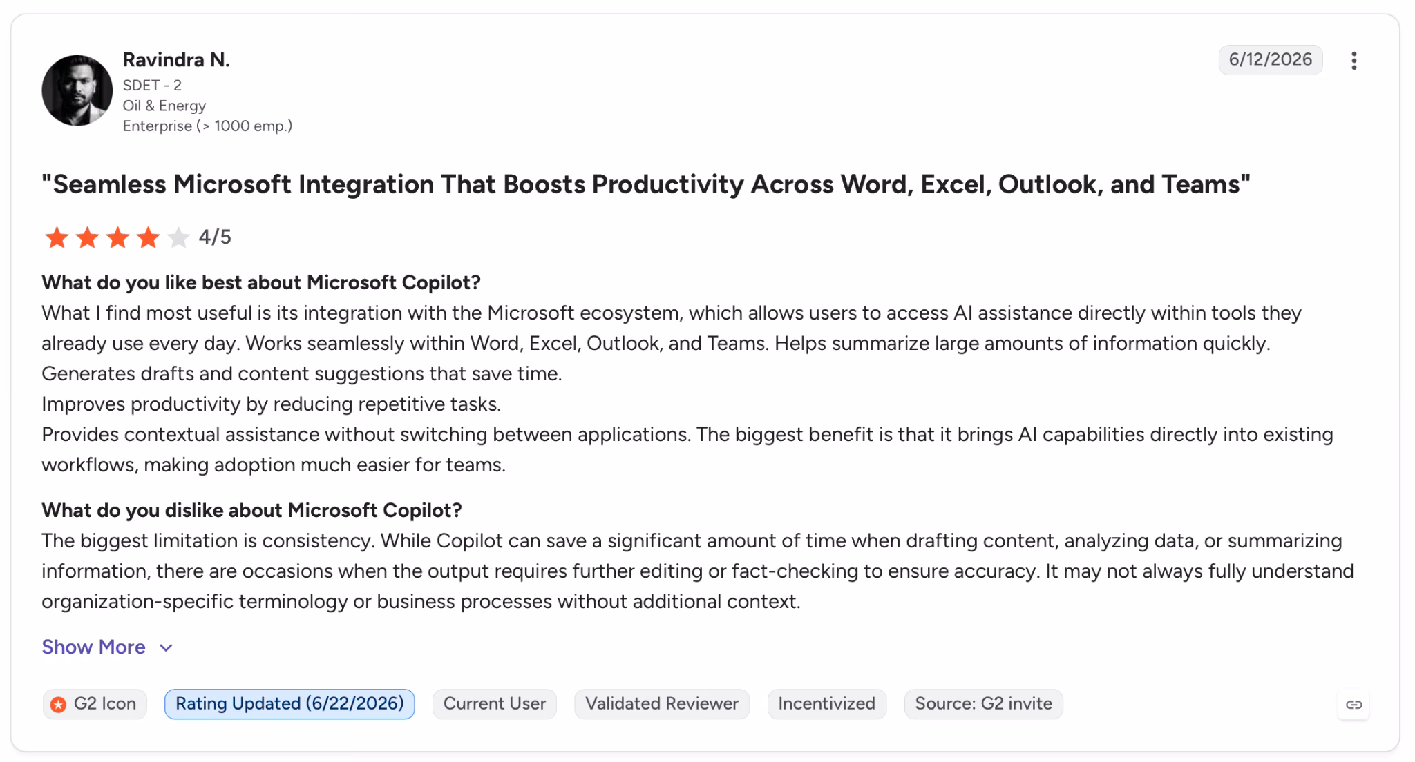 microsoft 365 copilot user review