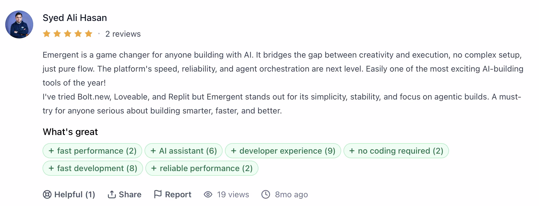 emergent user review