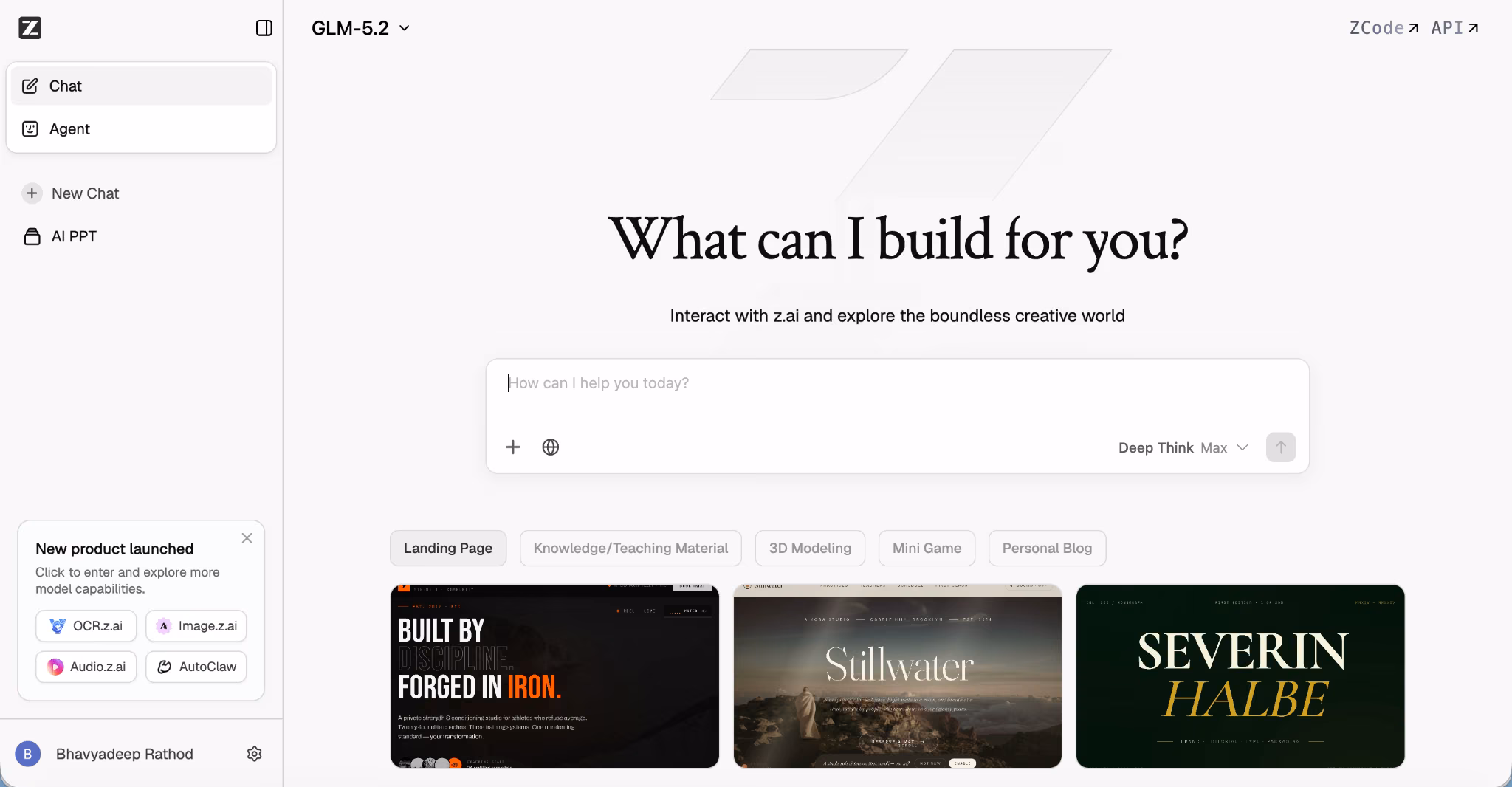 glm 5.2 landing page