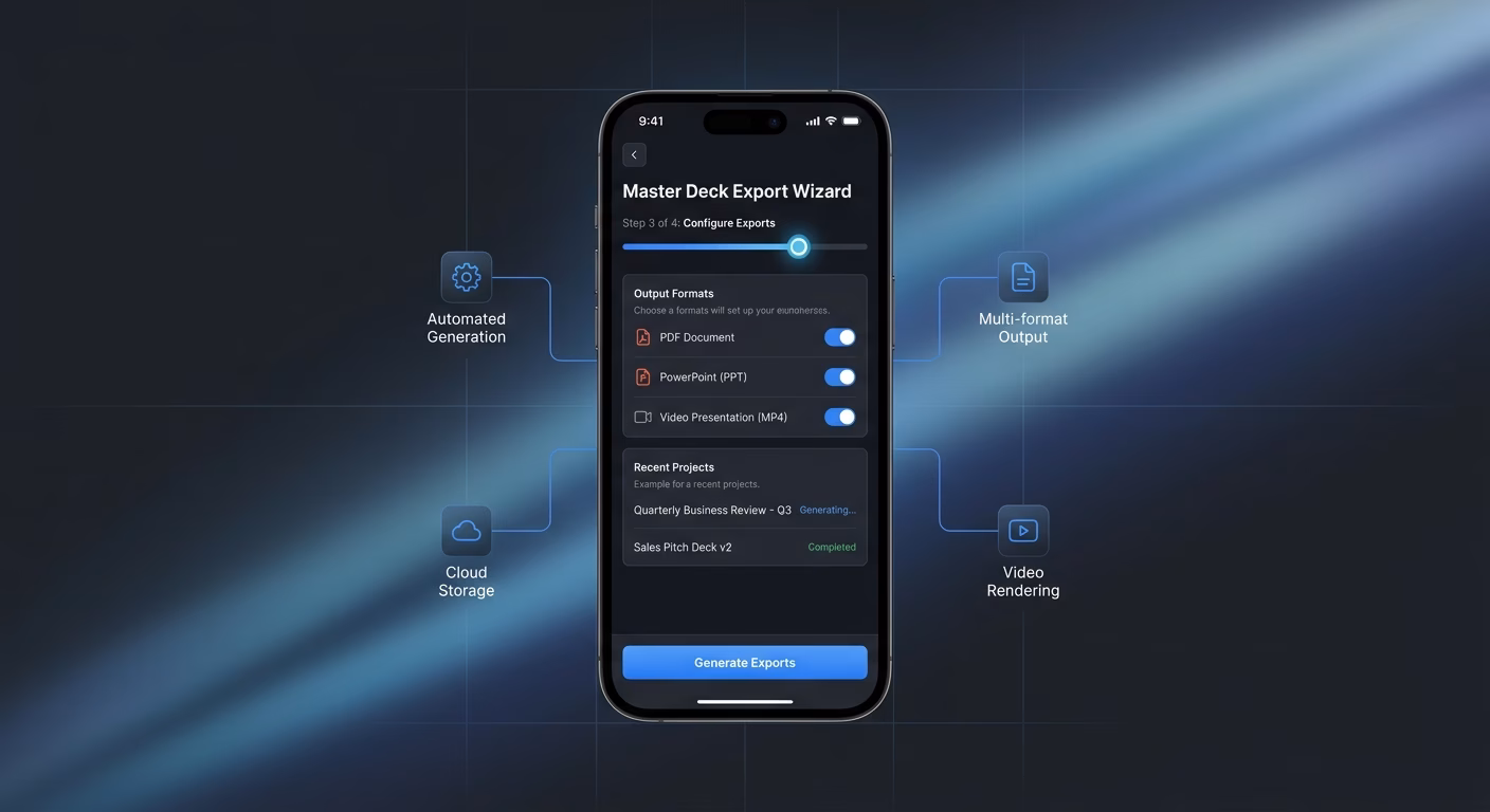 Exports Generate PDF, PPT, And Video From One Master